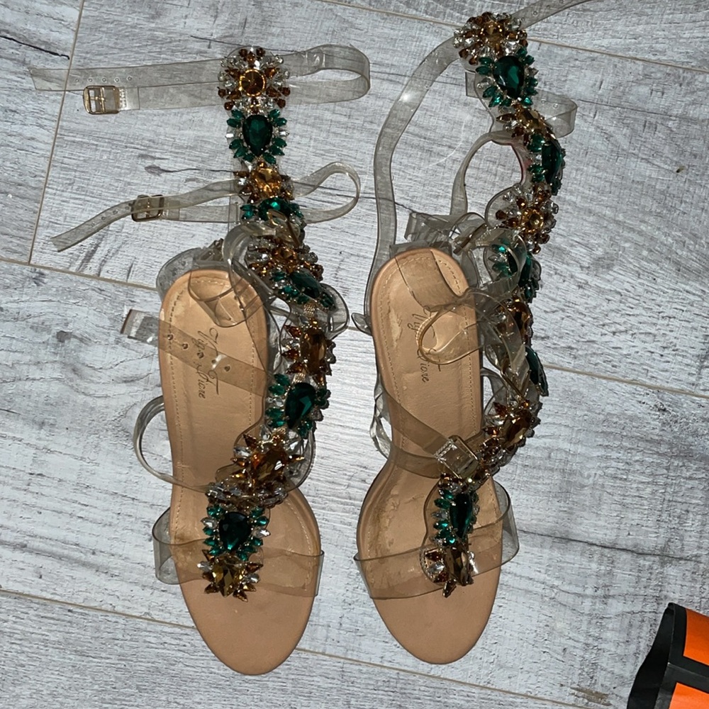 Vigo Fiore Lace Up Jewelled Heels